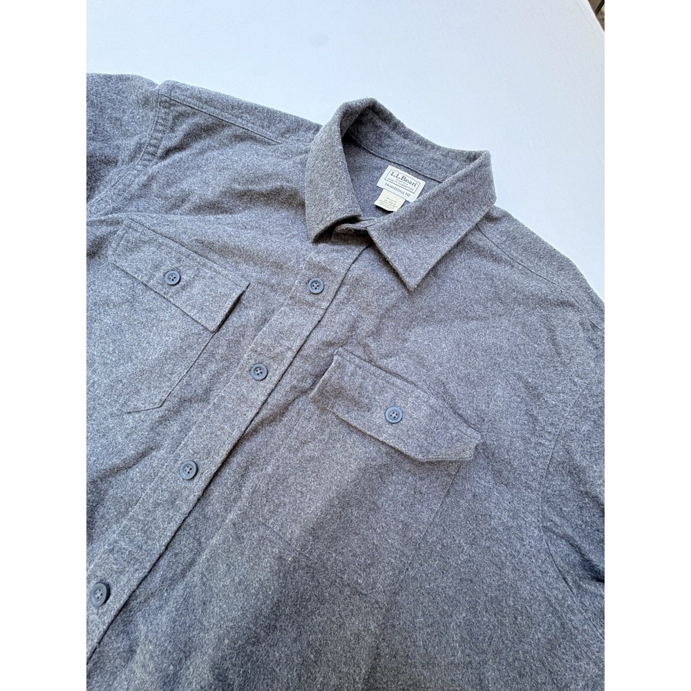 LL Bean Men's Chamois Shirt Traditional Fit Flannel Long Sleeve Gray XL 187923